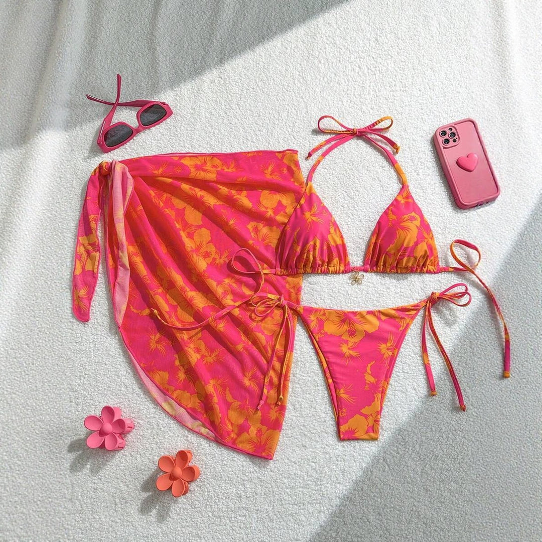 Women Triangle Bikini Set with adjustable straps and wrap Mune Fashion