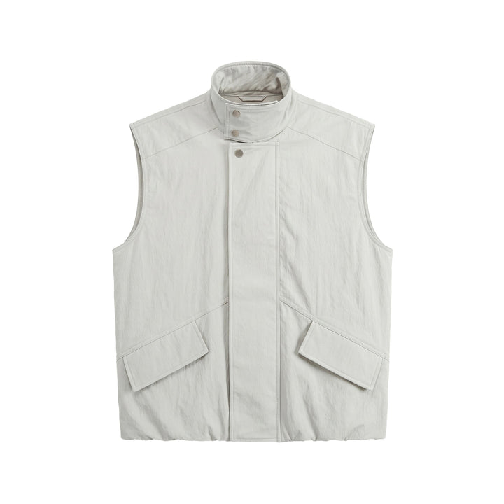 Men's Utility Vest with Stand-up Collar and Flap Pockets Mune Fashion