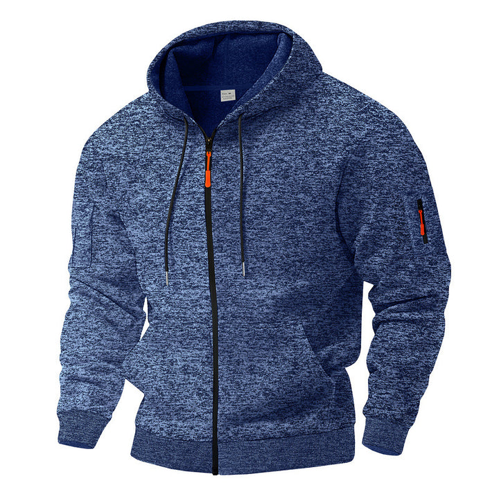 Men's casual hoodie jacket with full zipper and arm pocket Mune Fashion