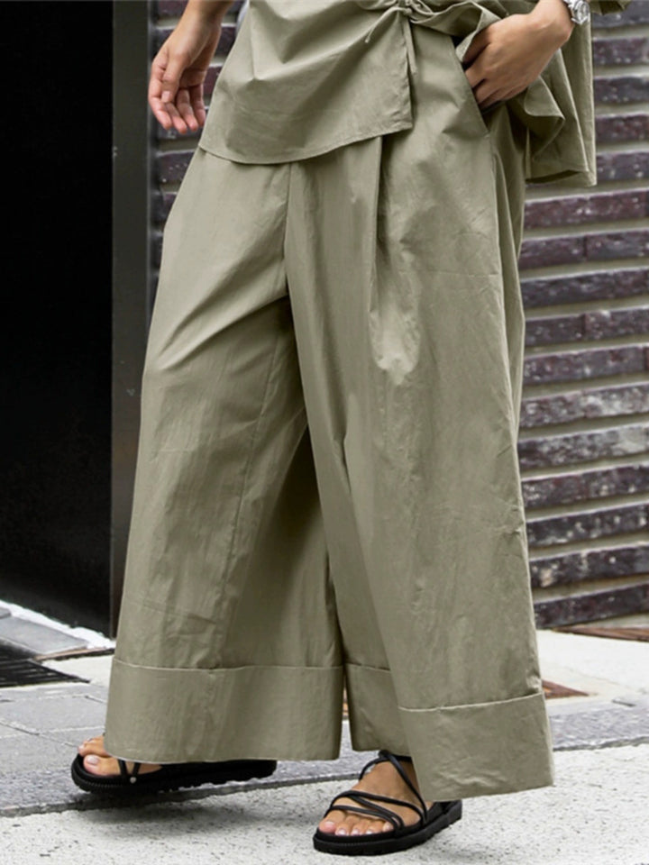 Women's Wide Palazzo Pants with High Waist and Wide Hem Mune Fashion