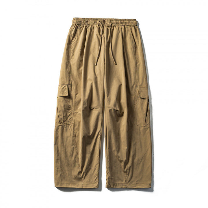 Men's Loose Cargo Pants with Elastic Waistband, Drawstring and Functional Side Pockets Mune Fashion