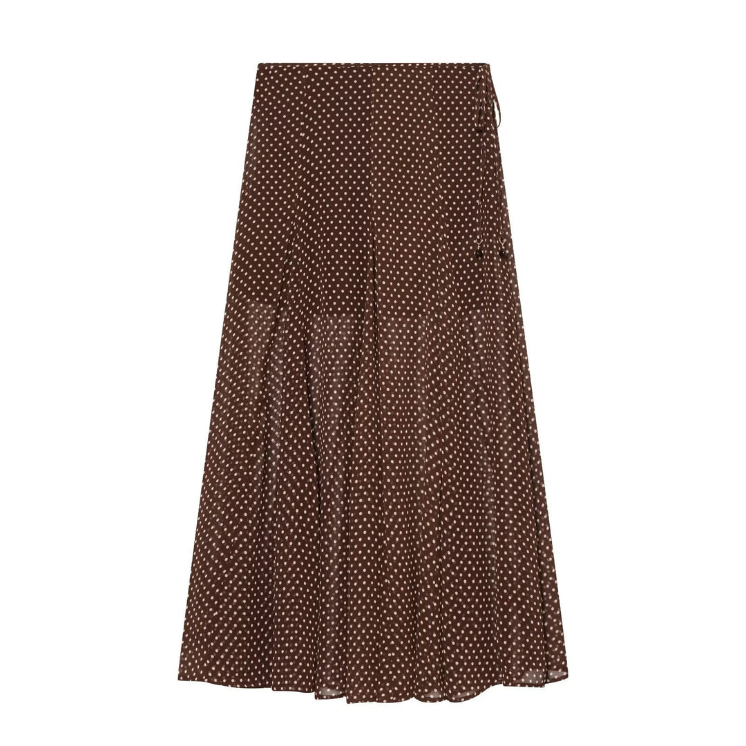 Women's wrap midi skirt made of flowing viscose look with polka dot print Mune Fashion