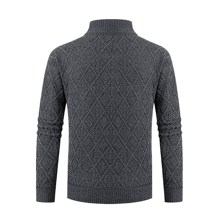 Men's knit zip jacket with diamond jacquard, standing collar and two-way zipper Mune Fashion