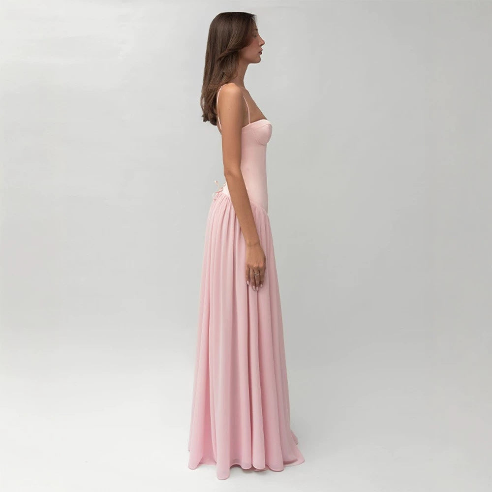 Women’s shaping bustier evening dress with pre-shaped corset construction and wide chiffon flared skirt Mune Fashion