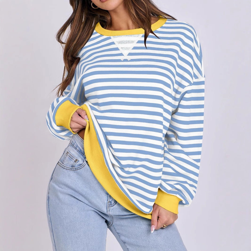 Women Oversized Striped Sweatshirt