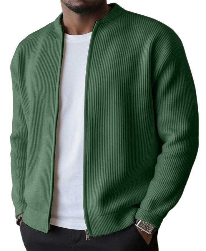 Men's Ribbed Bomber Cardigan with Full Zip EB
