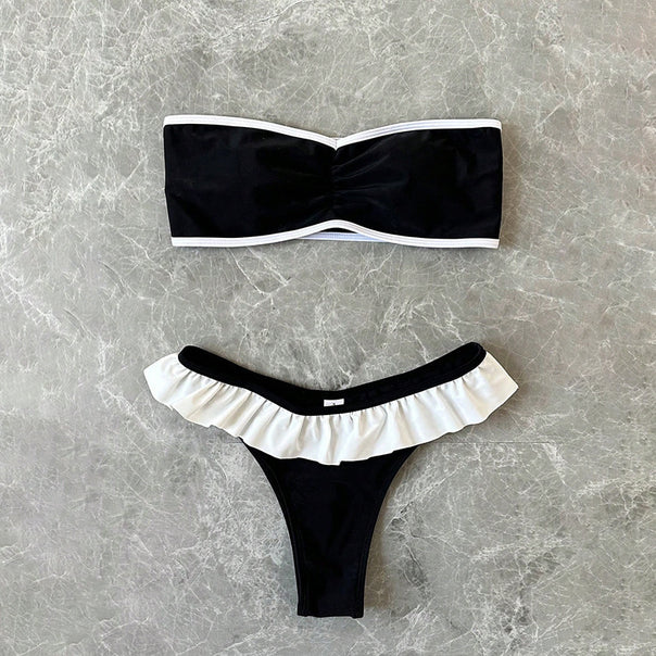 Women's bandeau bikini set with ruffled bottom Mune Fashion
