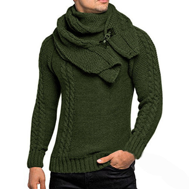 Men's knitted sweater with overlapping shawl collar and buckle closure Mune Fashion