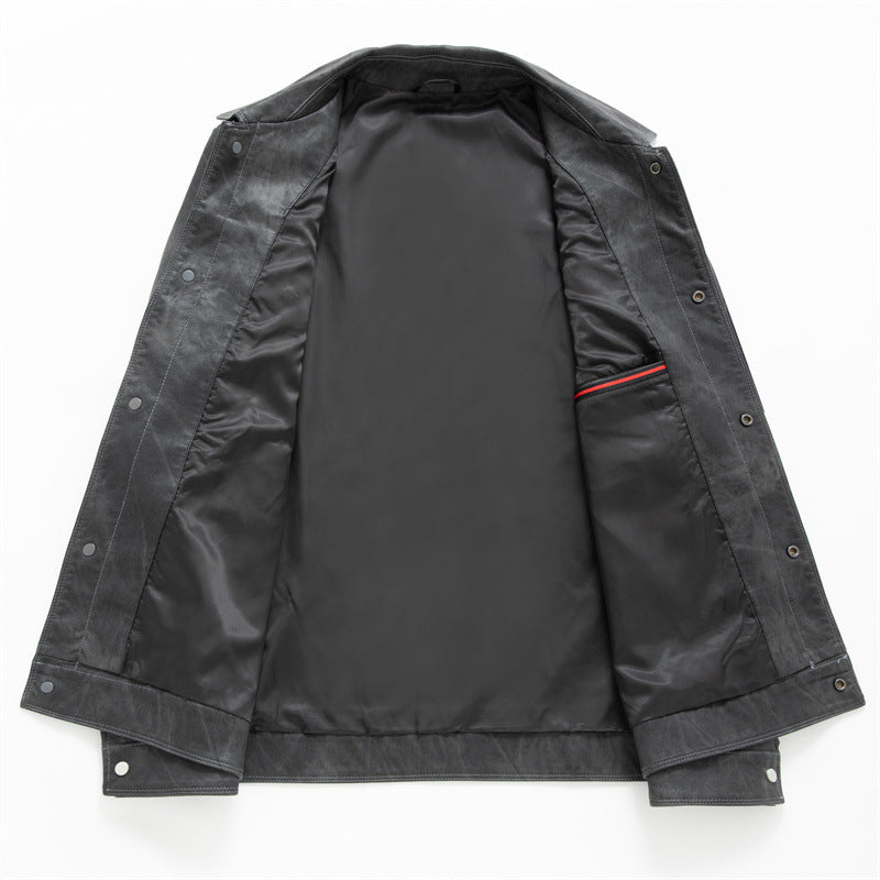 Men's Suede Look Trucker Jacket with Shirt Collar and Flap Pockets Mune Fashion
