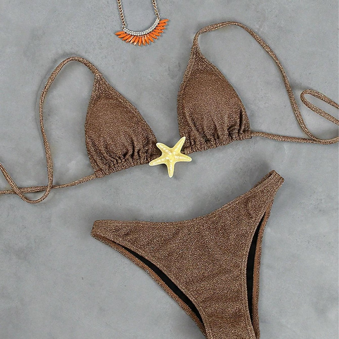 Women's triangle bikini with sparkling glitter effect and charming star detail Mune Fashion