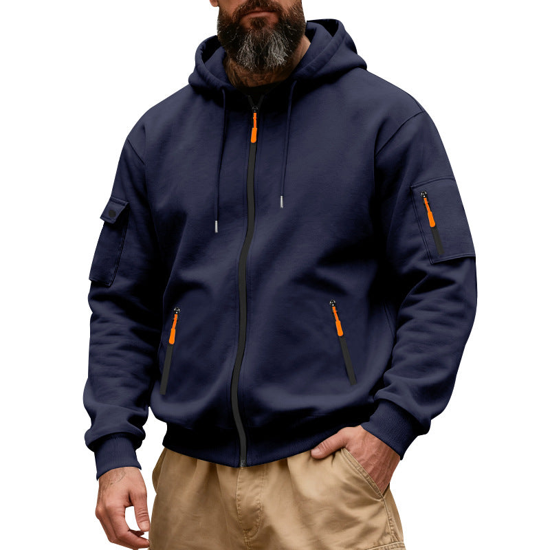 Men's functional hoodie sweat jacket with full zip and arm pocket Mune Fashion
