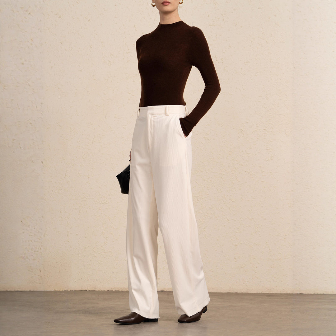 Women's High-Waisted Loose Corduroy Pants Mune Fashion