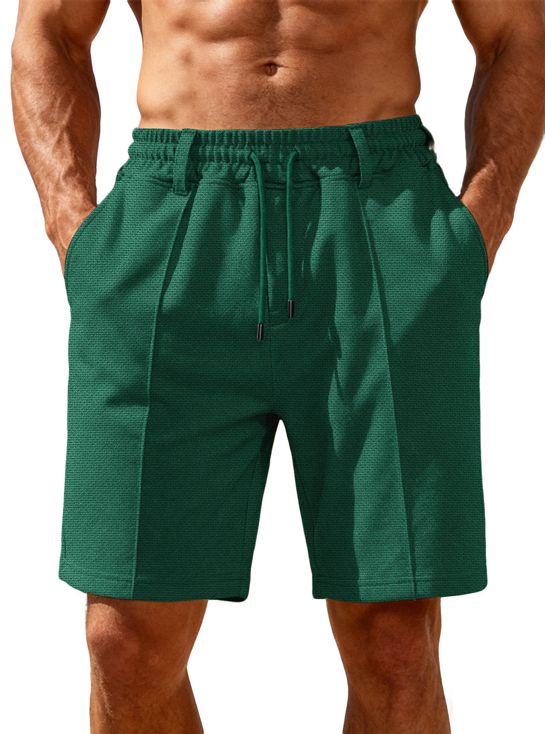 Men's Chino-inspired Relax Shorts with pleats, elastic drawstring and side pockets Mune Fashion