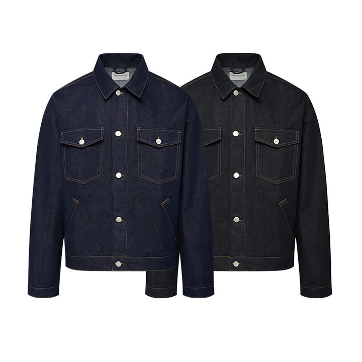 Unisex Timeless Boxy Denim Jacket in Worker Look with Flap Pockets and Metal Button Placket Mune Fashion
