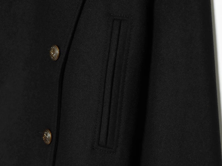 Women Short-cut maritime-inspired coat with high stand-up collar and double row Mune Fashion