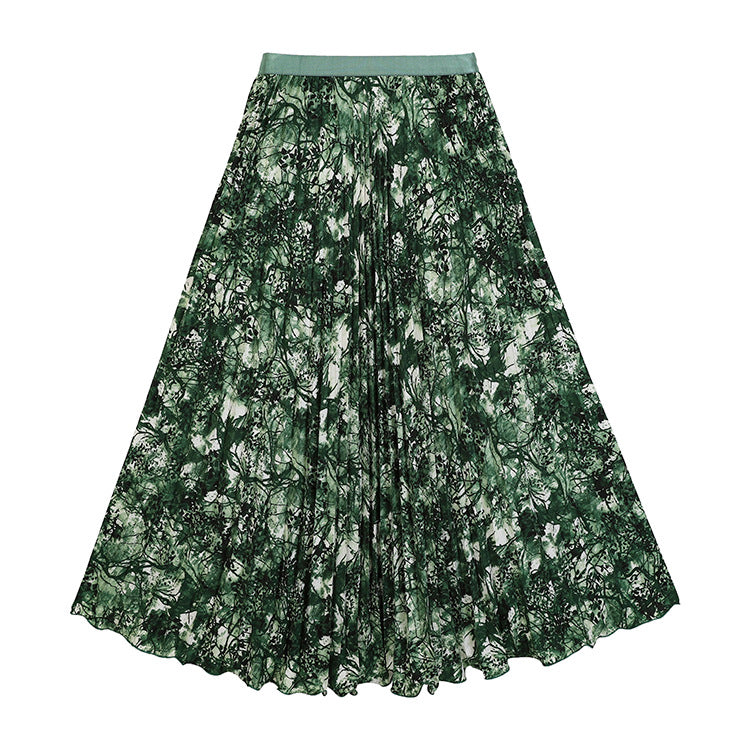Women's pleated circle midi skirt in retro polka dot design with elastic comfort waistband Mune Fashion