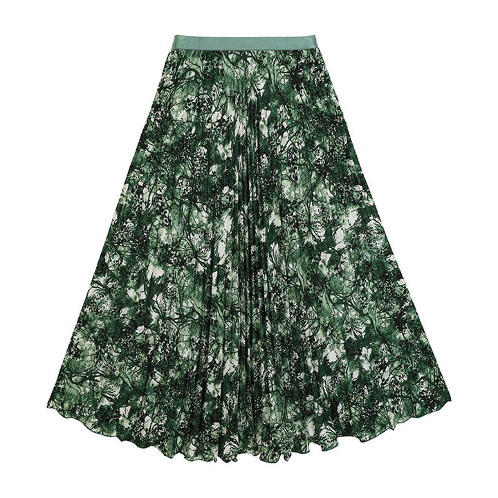 Women's pleated circle midi skirt in retro polka dot design with elastic comfort waistband Mune Fashion