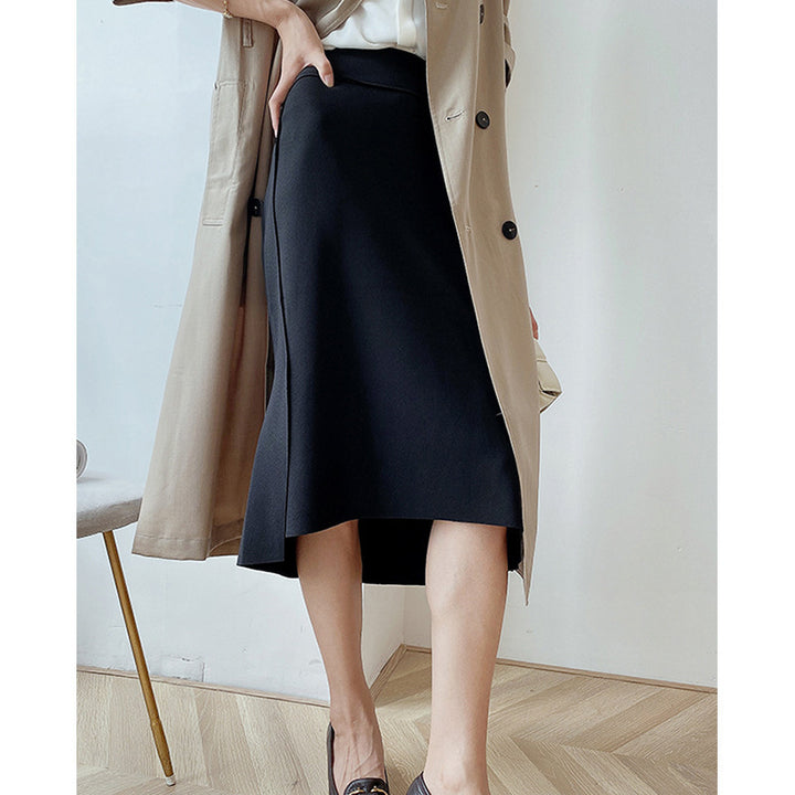 Women Tailored Midi Skirt with Asymmetric Tulip Front and Side Slit Mune Fashion