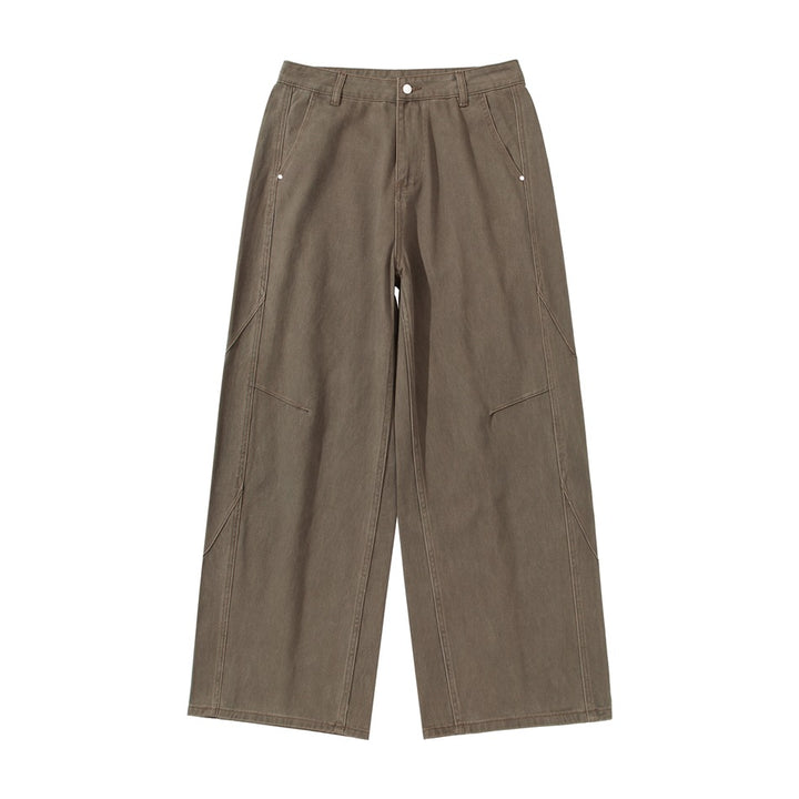 Women's wide pleated trousers in utility cargo style with high waist and prominent seam details Mune Fashion