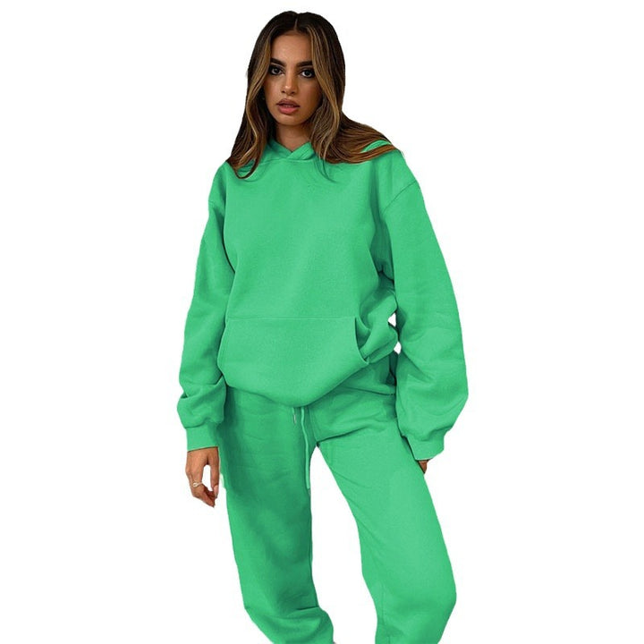 Women's casual oversized hoodie loungewear set with fleece-lined hoodie and high-waisted joggers Mune Fashion