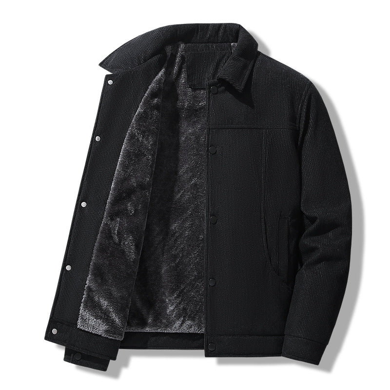 Men's cord jacket in casual worker style with snap button closure and side pockets Mune Fashion
