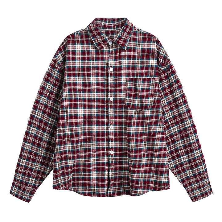 Unisex Oversize Flannel Shirt with Check Pattern and Chest Pocket Mune Fashion