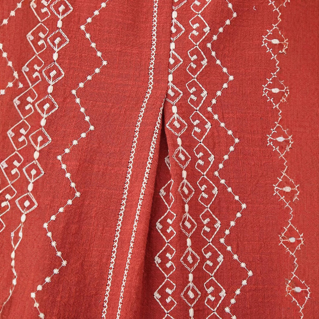 Women embroidered blouse jacket with V-neckline and loose A-line silhouette Mune Fashion