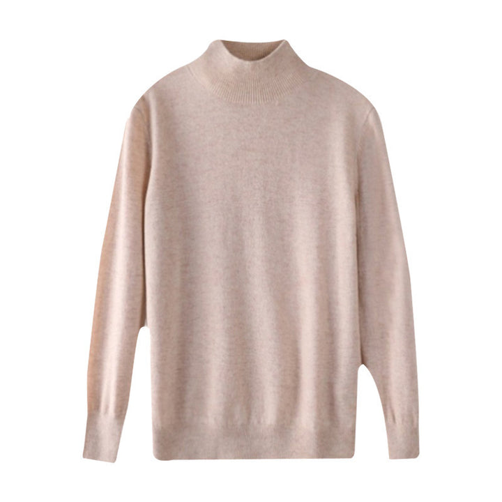 Women's Short Mock Neck Sweater in Cashmere Look with Light Fuzzy Texture Mune Fashion