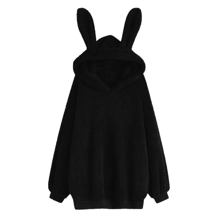 Women's fluffy oversized hoodie with long bunny ears and ribbed cuffs Mune Fashion