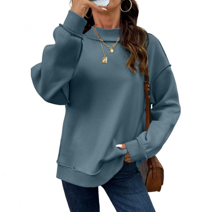 Women's Oversize Sweatshirt with Stand-up Collar, Raglan Sleeves and Ribbed Cuffs Mune Fashion