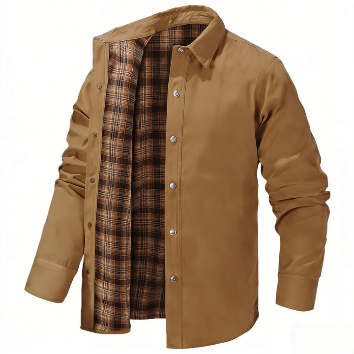 Men's lightweight transitional jacket with modern check pattern