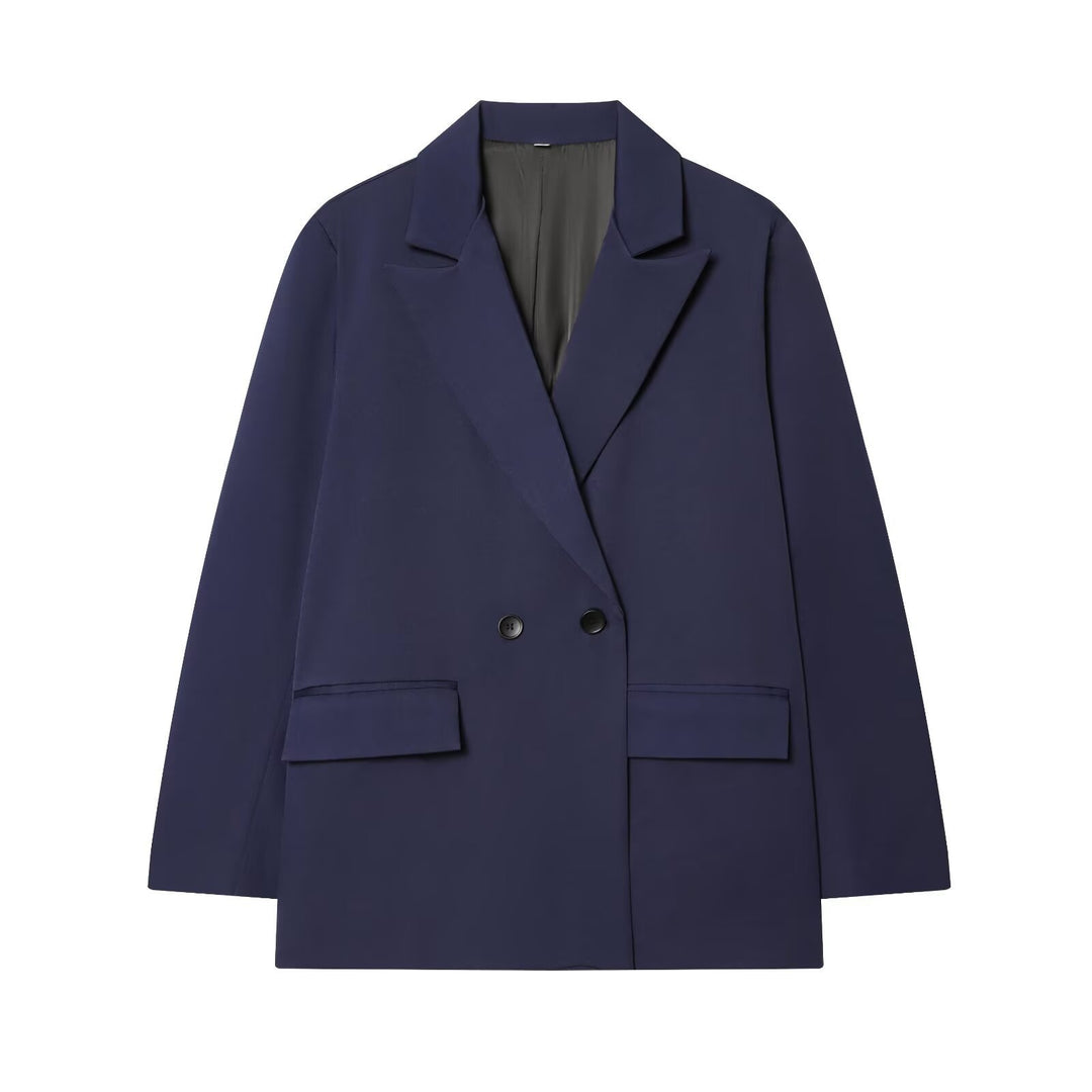 Women's Oversized Double-Breasted Blazer with Flap Pockets Mune Fashion