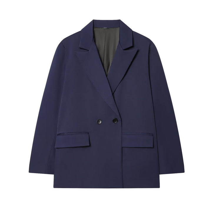 Women's Oversized Double-Breasted Blazer with Flap Pockets Mune Fashion