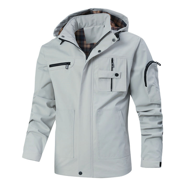 Men's outdoor parka with checked inner lining, hood and multifunction pockets Mune Fashion