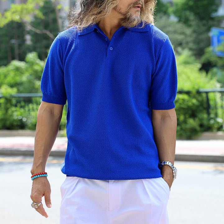 Men's Structured Short Sleeve Polo made of Light Cotton Knit Mune Fashion