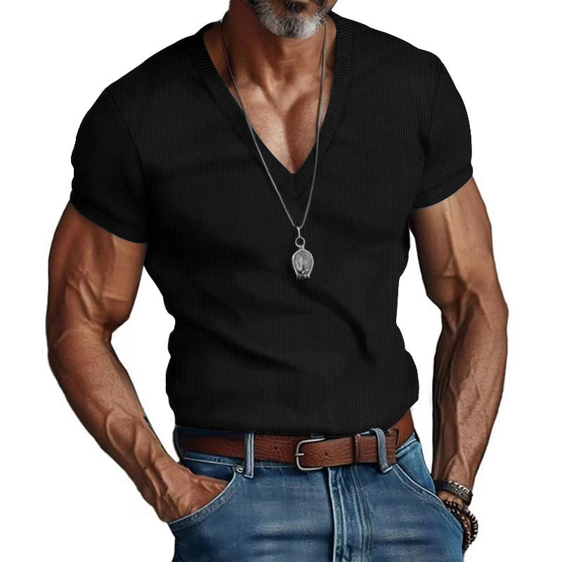 Men's Short Sleeve V-Neck T-Shirt Mune Fashion