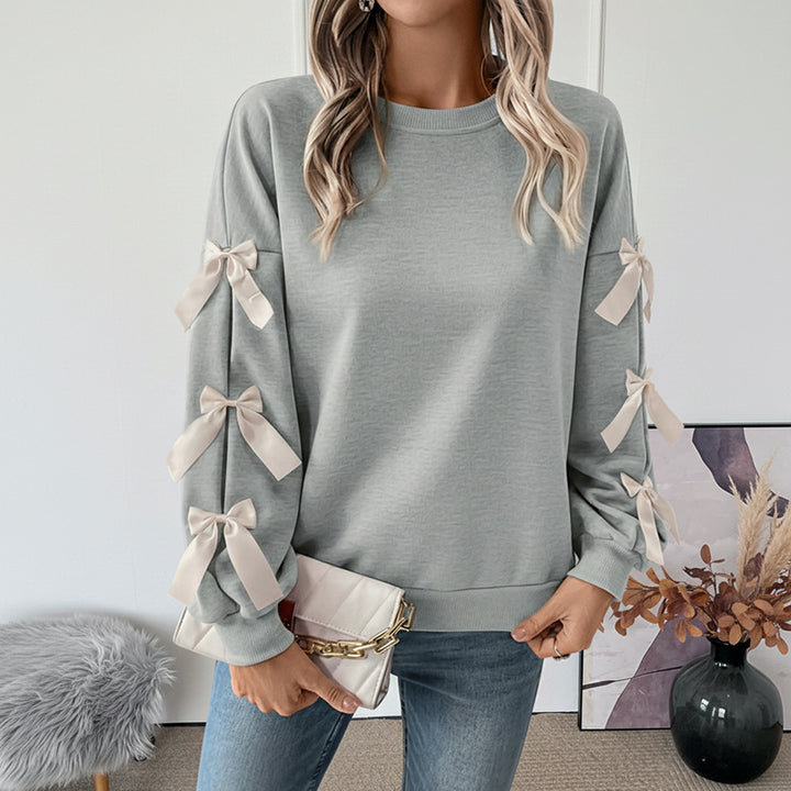 Ladies Fashionable Sweater with Bow Mune Fashion
