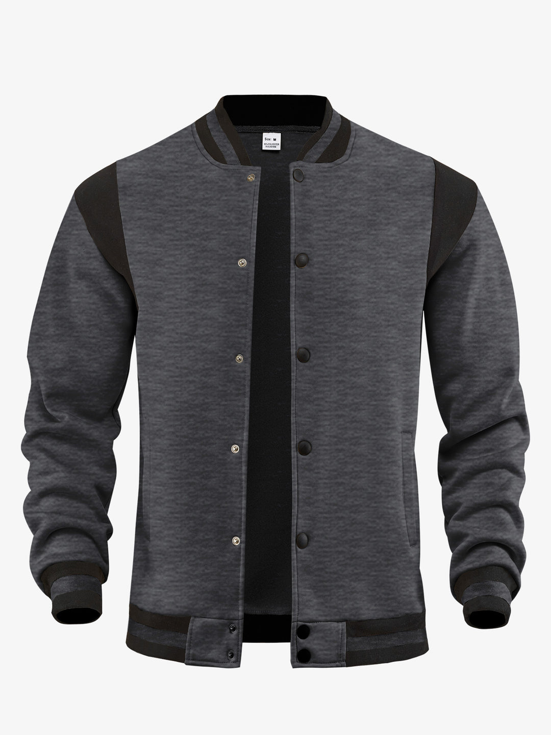Men's lightweight college jacket in varsity look with press-stud closure, ribbed cuffs, and contrast shoulder trim Mune Fashion