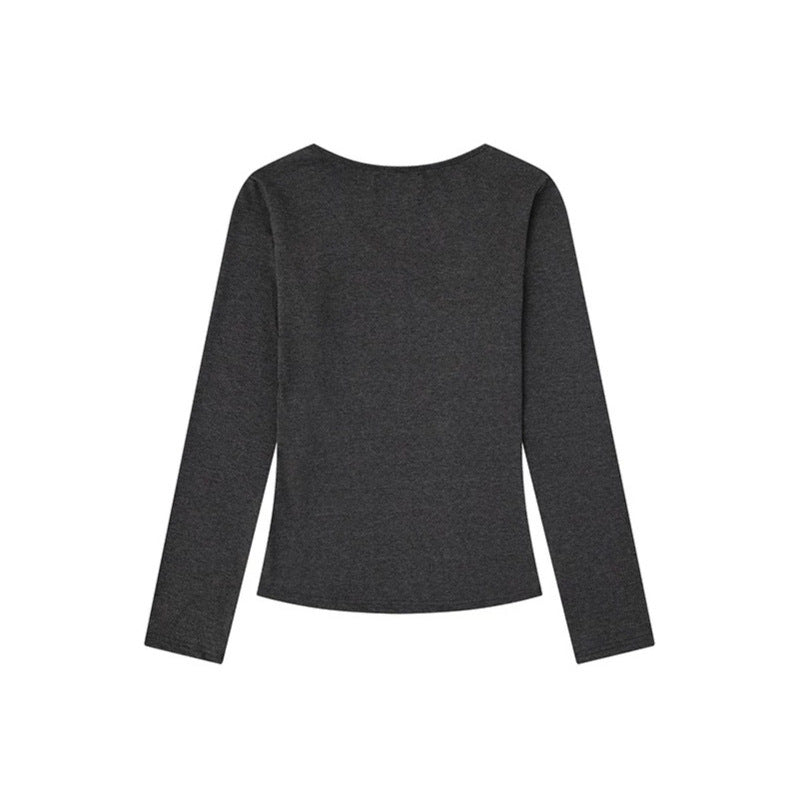 Women's Long Sleeve Shirt with Vintage Photo Print and Round Neckline Mune Fashion