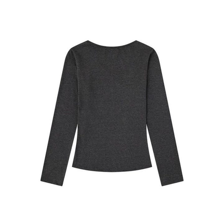 Women's Long Sleeve Shirt with Vintage Photo Print and Round Neckline Mune Fashion