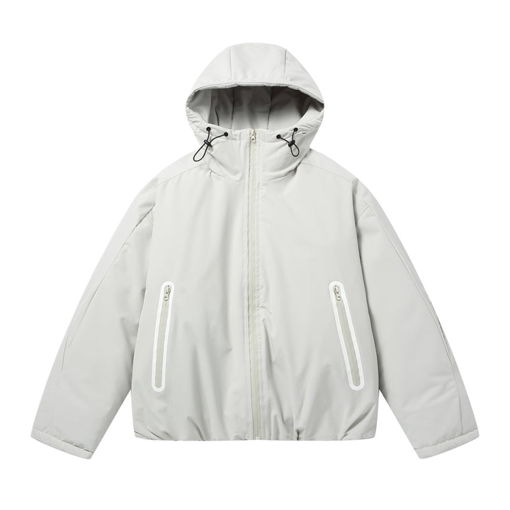 Unisex Short Boxy Weatherproof Puffer Jacket with Hood and Sealed Zippers Mune Fashion