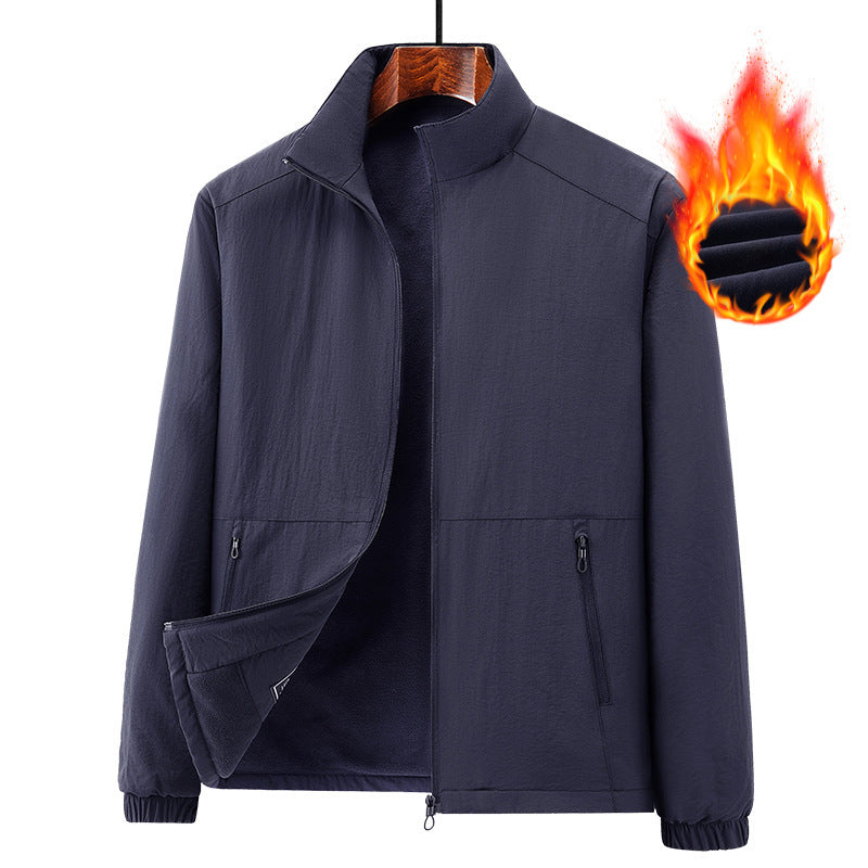 Men's lightweight windproof fleece jacket with stand-up collar and zip pockets Mune Fashion