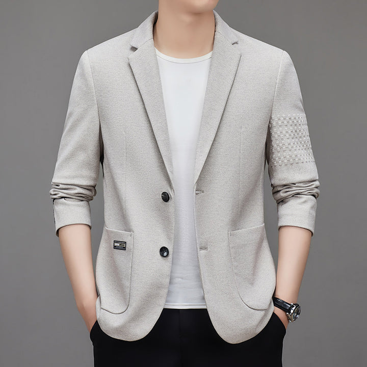 Men's Lightweight Casual Blazer with Three-Quarter Sleeves and Patch Pockets Mune Fashion