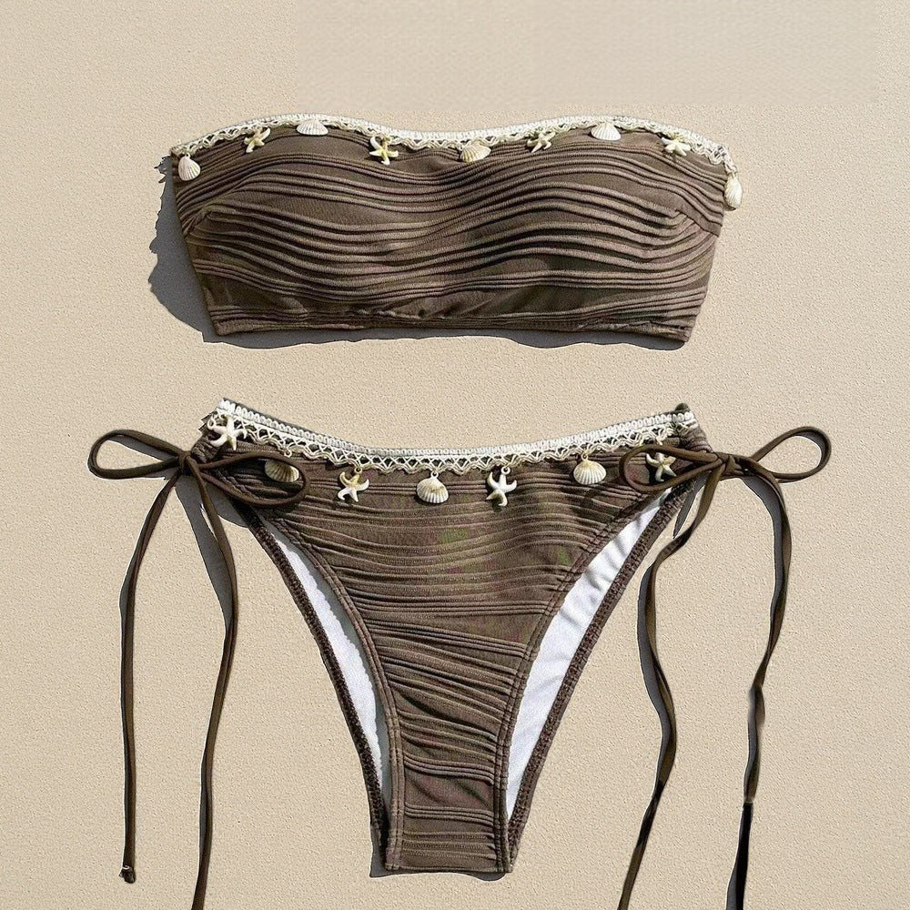 Women's bandeau bikini with intricate shell details Mune Fashion