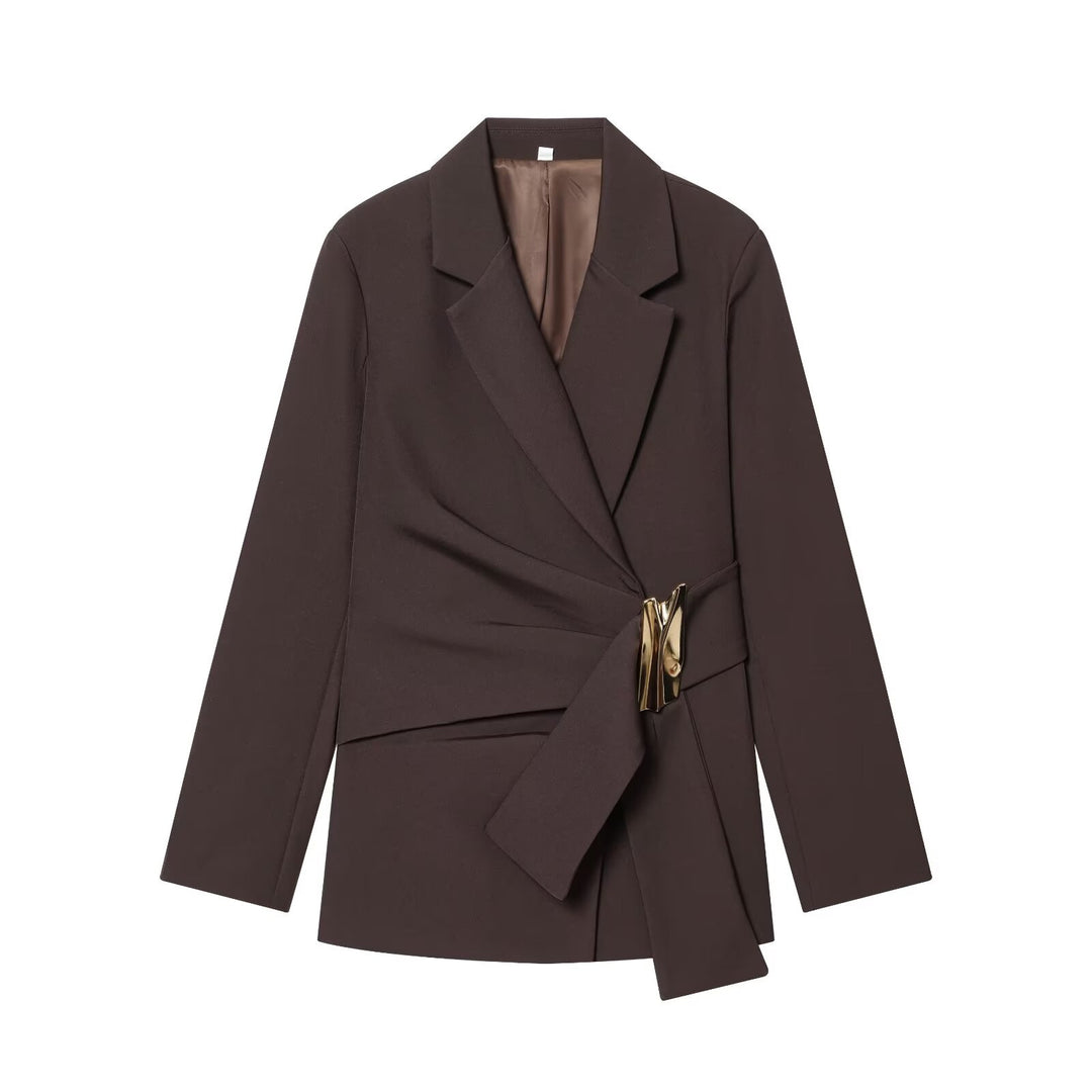 Women's elegant High-Waist wide-leg suit trousers with flat waistband and concealed seam Mune Fashion