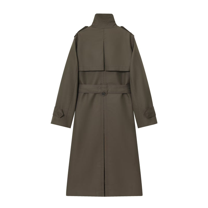 Women 50+ classic trench coat with double-breasted, waist belt and shoulder tab Mune Fashion