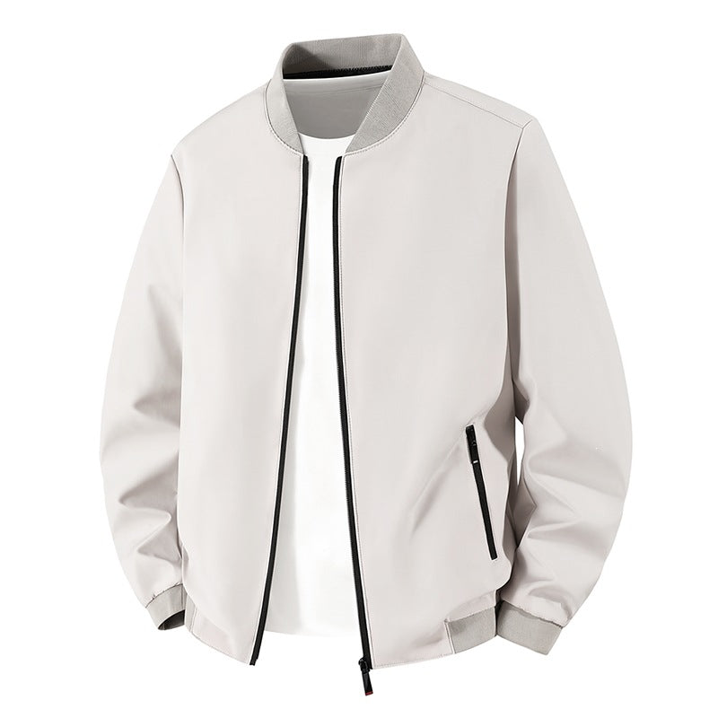 Men's Lightweight Minimalistic Bomber Jacket with Stand-up Collar, Water-repellent Outer Shell and Zipper Pockets Mune Fashion
