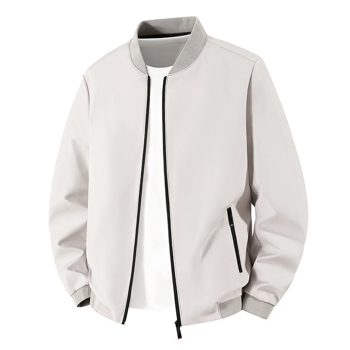 Men's Lightweight Minimalistic Bomber Jacket with Stand-up Collar, Water-repellent Outer Shell and Zipper Pockets Mune Fashion