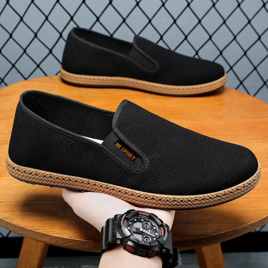 Men's lightweight slip-on casual shoe made of breathable knit with woven lightweight sole Mune Fashion