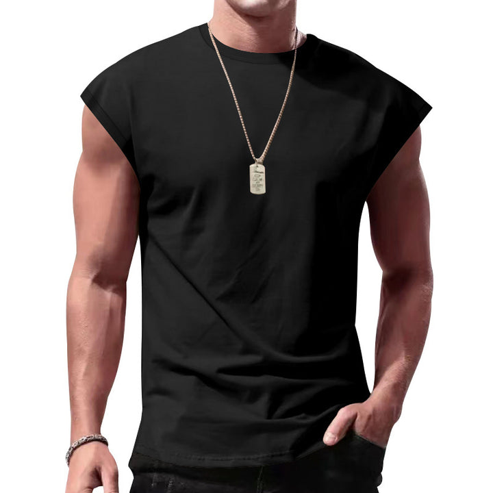 Men's loose sleeveless muscle shirt made of cotton jersey with drop shoulder Mune Fashion